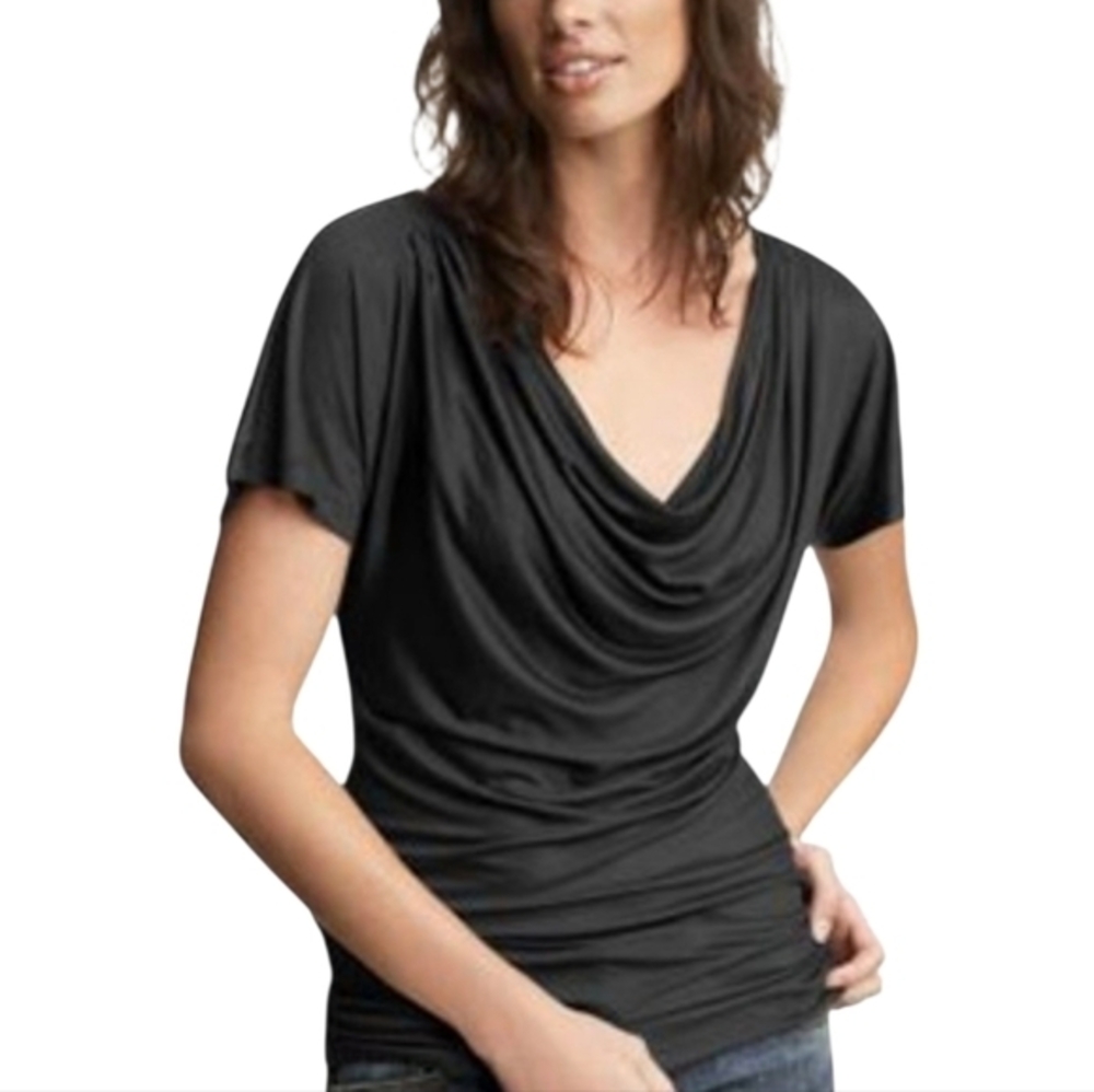 Gap‎ Super Soft Cowl Neck Black Drape Neck Top Blouse Size Small